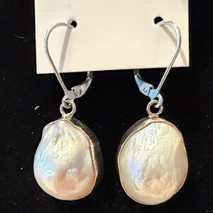 Elegant Silver and Cream Pearl Drop Earrings